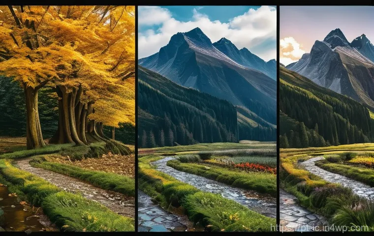 언플러그드 시간을 위한 환경 보호 - Here are three detailed image generation prompts in English, designed to be suitable for a 15+ audie...