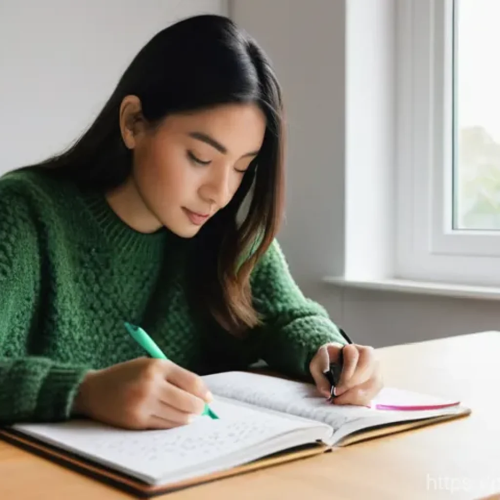 언플러그드 시간 관리의 목표 설정 방식 - **Prompt 1: Focused Analog Planning in a Serene Environment**
A young woman in her late 20s to e...