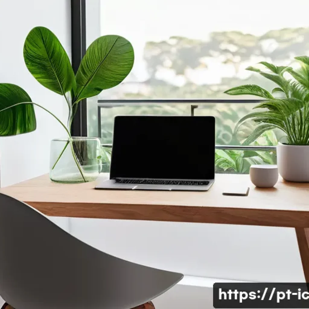 언플러그드 시간 관리와 집중력 향상 - A serene home workspace in a modern Brazilian apartment, featuring a minimalist desk free of digital...